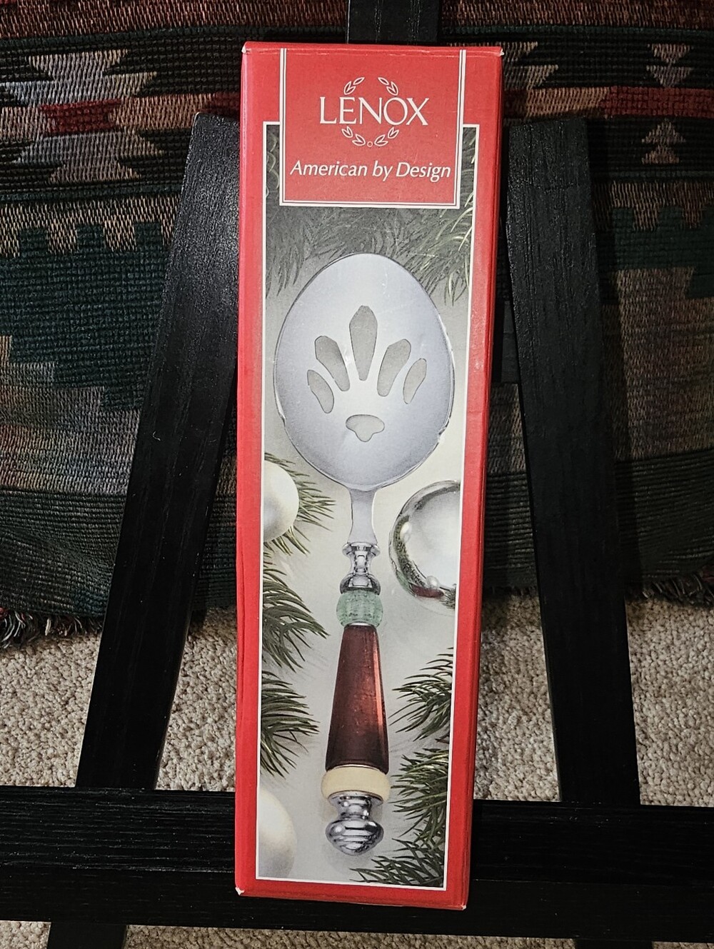 Lenox Holiday Gatherings Pierced Table Spoon Stainless Steel Serving Spoon Boxed